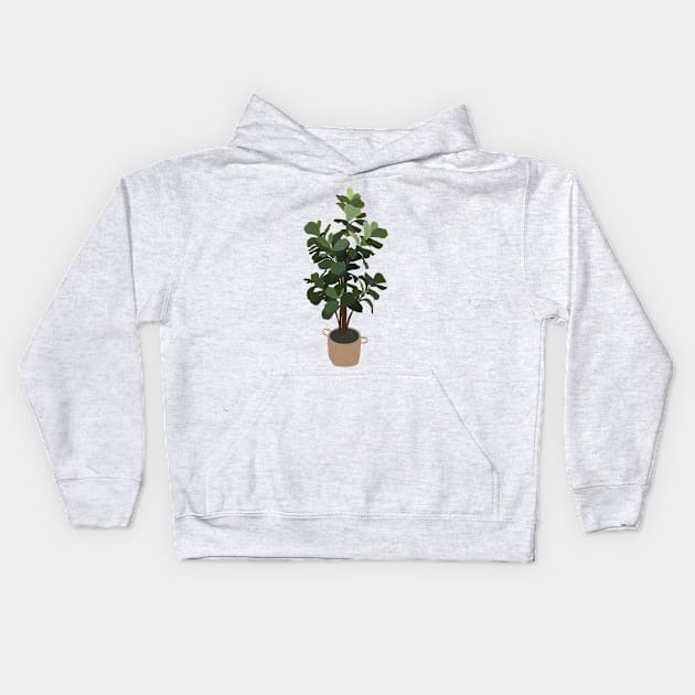 Fiddle Leaf Fig Tree Illustration Kids Hoodie by emilystp23